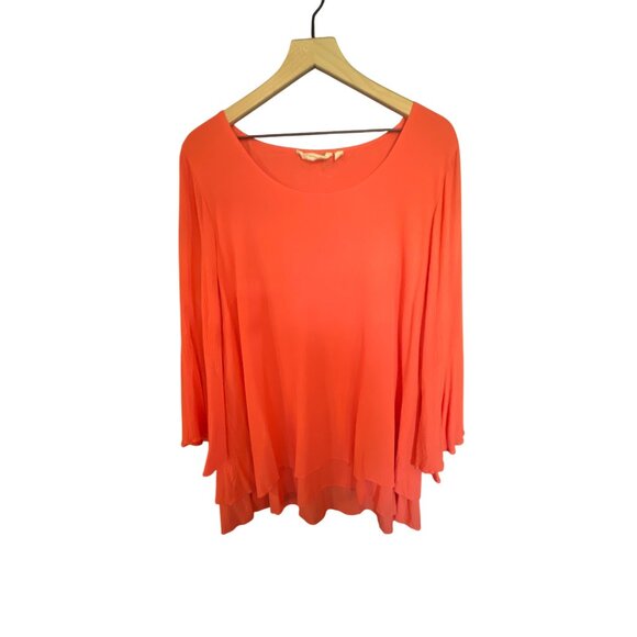 Soft Surroundings Womens Layered Coral Blouse 1X - Picture 1 of 4